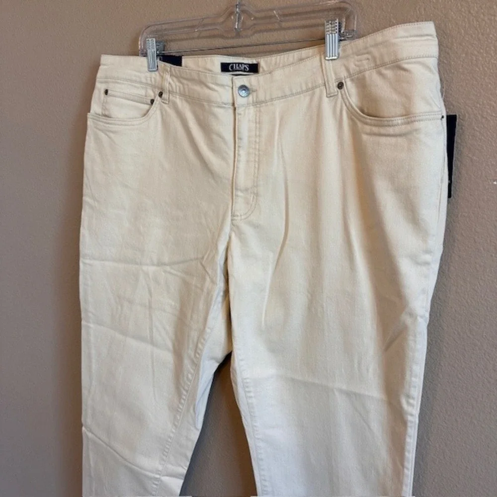 NWT Chaps Women's Natural Cream White Super Stretch Slim Fit Ankle Pants 22W‎
